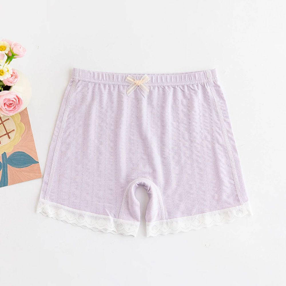 莫代爾三分內搭褲/安全褲-蝴蝶結-紫色