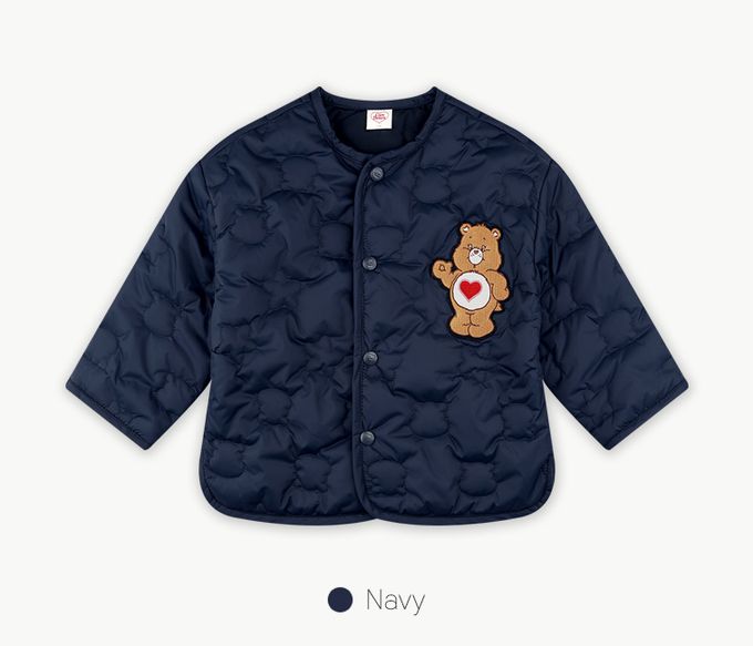 韓國 Care Bears - 聯名款熊圖樣絎縫無領外套-深藍