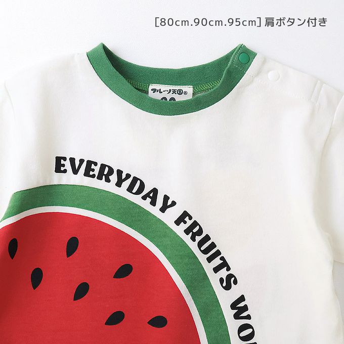 日本 ZOOLAND - 水果切片印花天竺棉短袖上衣-奇異果