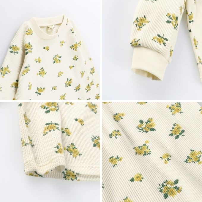 日本 BRANSHES - 清新女孩羅紋長袖上衣-迷你愛心-海軍藍