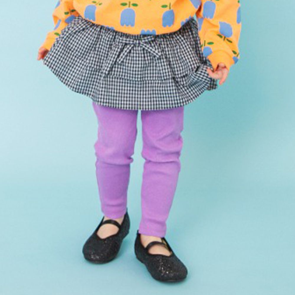 DAISUKI 羅紋彈性九分褲-薰衣草