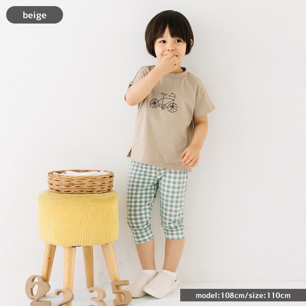 日本 ma lalumiere store - 純棉手繪風素雅短袖上衣-腳踏車-薄荷綠