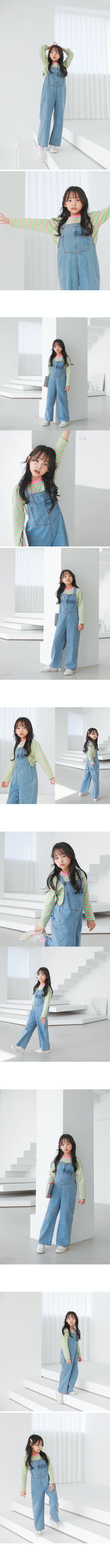 韓國 J KIDS - 好搭配條紋長袖上衣-粉X亮綠