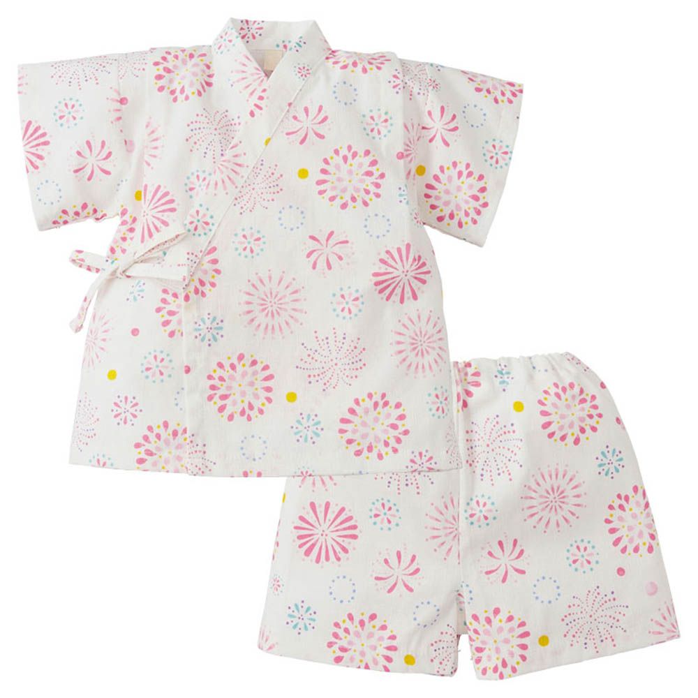 兩件式甚平-煙火-米白色-日本製