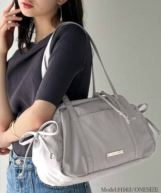 日本 Classical Elf - 輕盈可愛蝴蝶結肩背波士頓包-黑