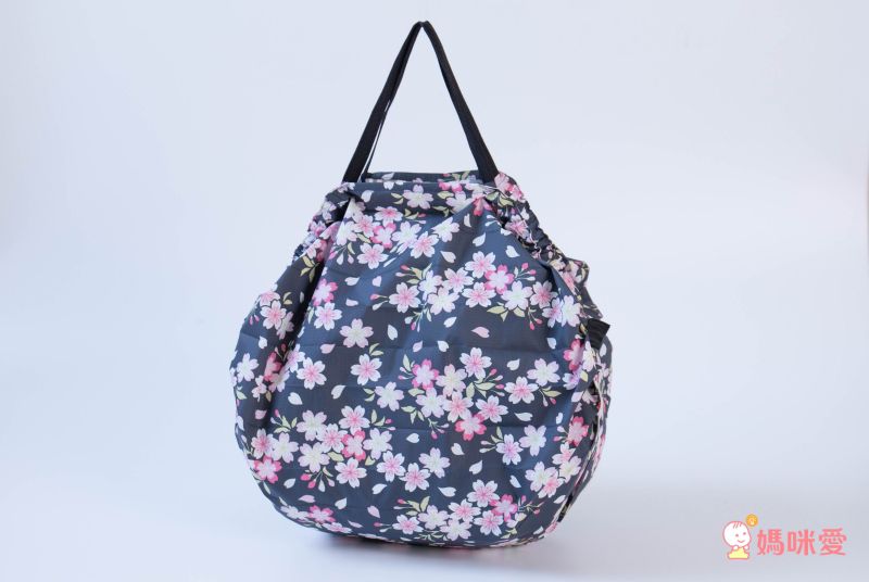 日本 MARNA - Shupatto 秒收摺疊購物袋-和風特別款-櫻花 (M(30x35cm))-耐重5kg / 14.5L