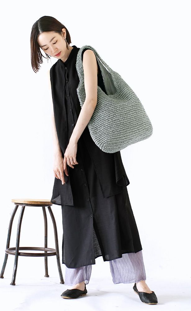 日本 zootie - 大容量清新肩背編織包-卡其