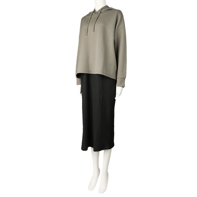 akachan honpo - 長袖假兩件洋裝-軍綠色