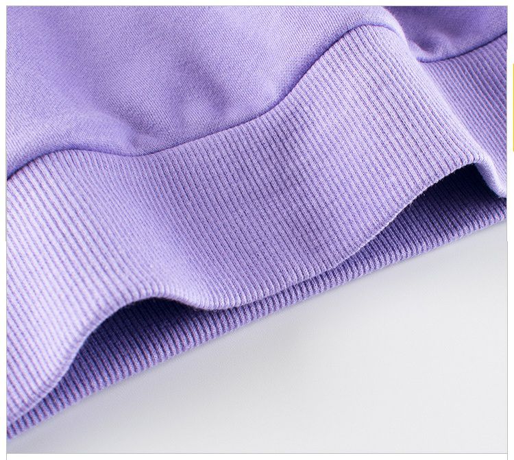 加絨圓領長袖上衣/大學T-熊熊朋友-紫色