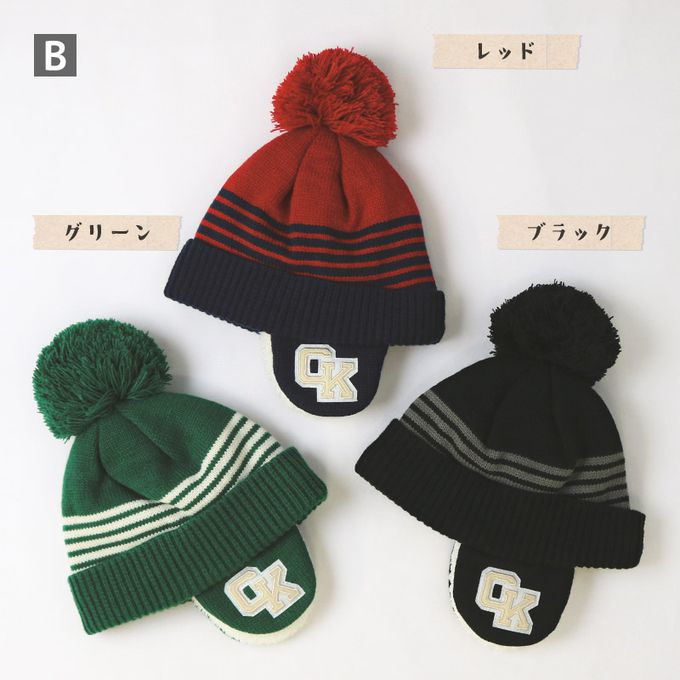 日本 ZOOLAND - 百搭蓋耳針織保暖毛帽-字母CK-黑