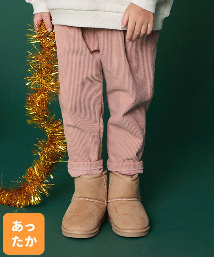 日本 BREEZE - 燈芯絨裏起毛保暖長褲-粉紅