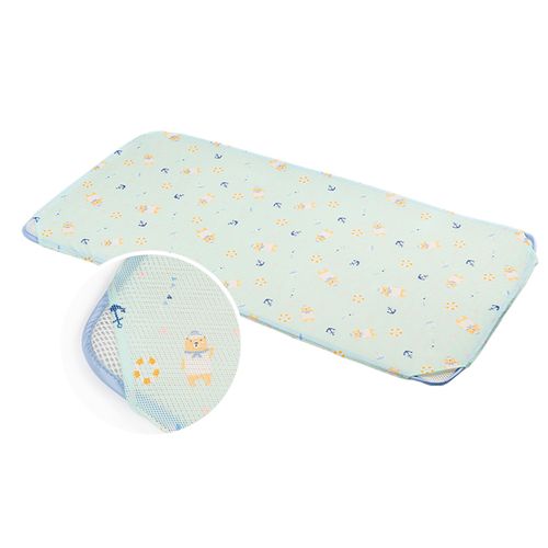 韓國 GIO Pillow - 智慧二合一有機棉超透氣排汗嬰兒床墊-水手熊藍