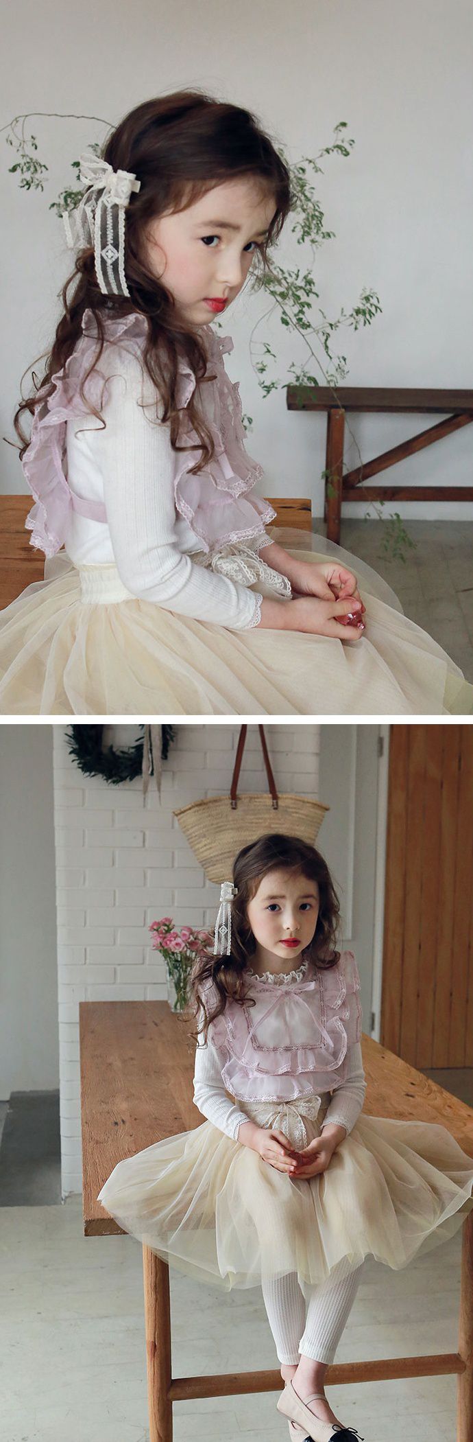 韓國 PuellaFLO - 鏤空雕花蕾絲領針織薄上衣-象牙白