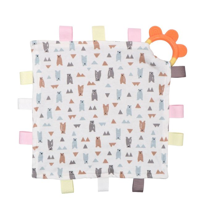 Vanibaby - 豆豆絨咬咬安撫巾（固齒器/標籤）-灰色小熊·