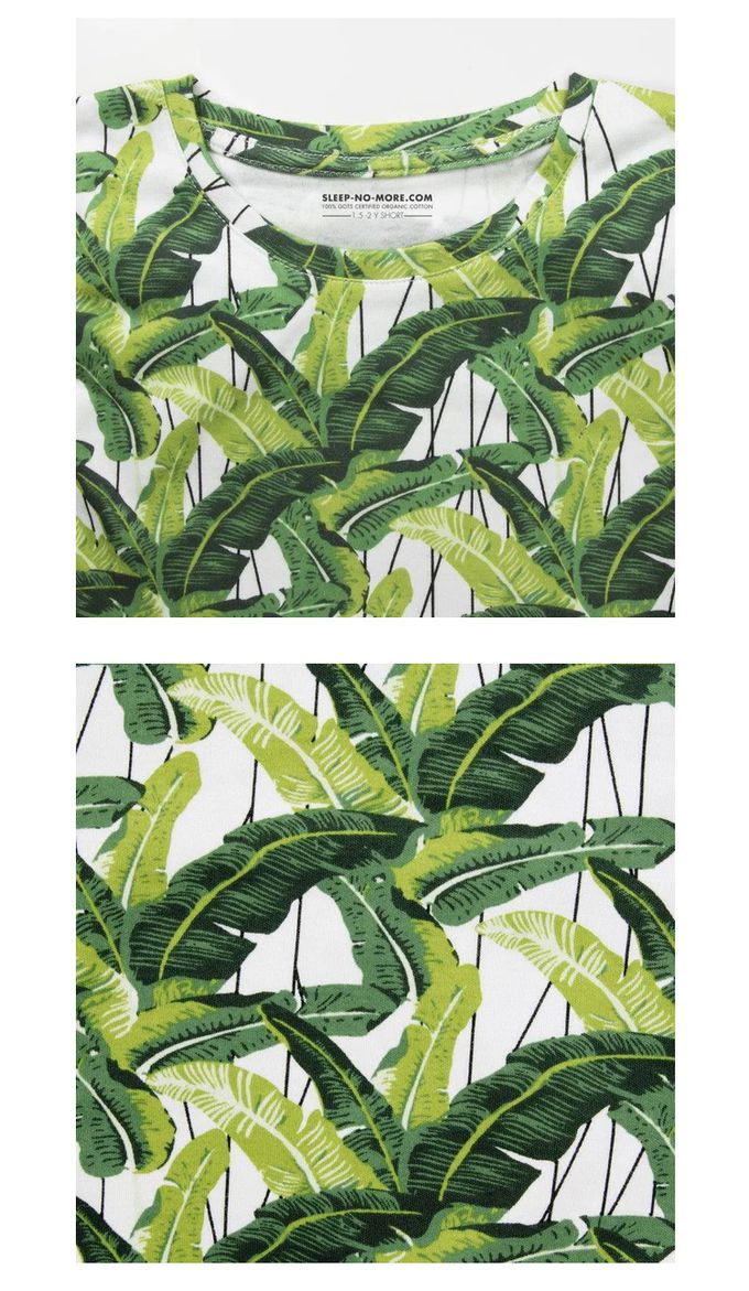 英國 SLEEP NO MORE - 100% 有機棉兒童短袖上衣-綠葉