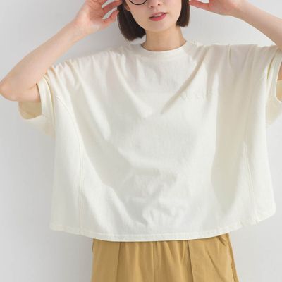 日本 Lupilien - 16支天竺棉 復古寬版短袖上衣-象牙白