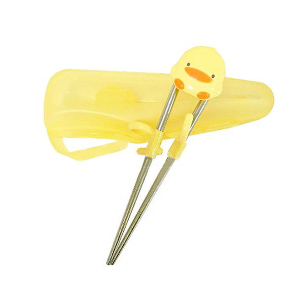 黃色小鴨 - 造型不鏽鋼學習筷(右手專用)-附收納盒