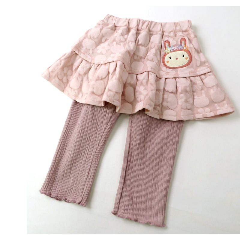 日本 ZOOLAND - 楊柳風內搭褲裙-小兔剪影-紫