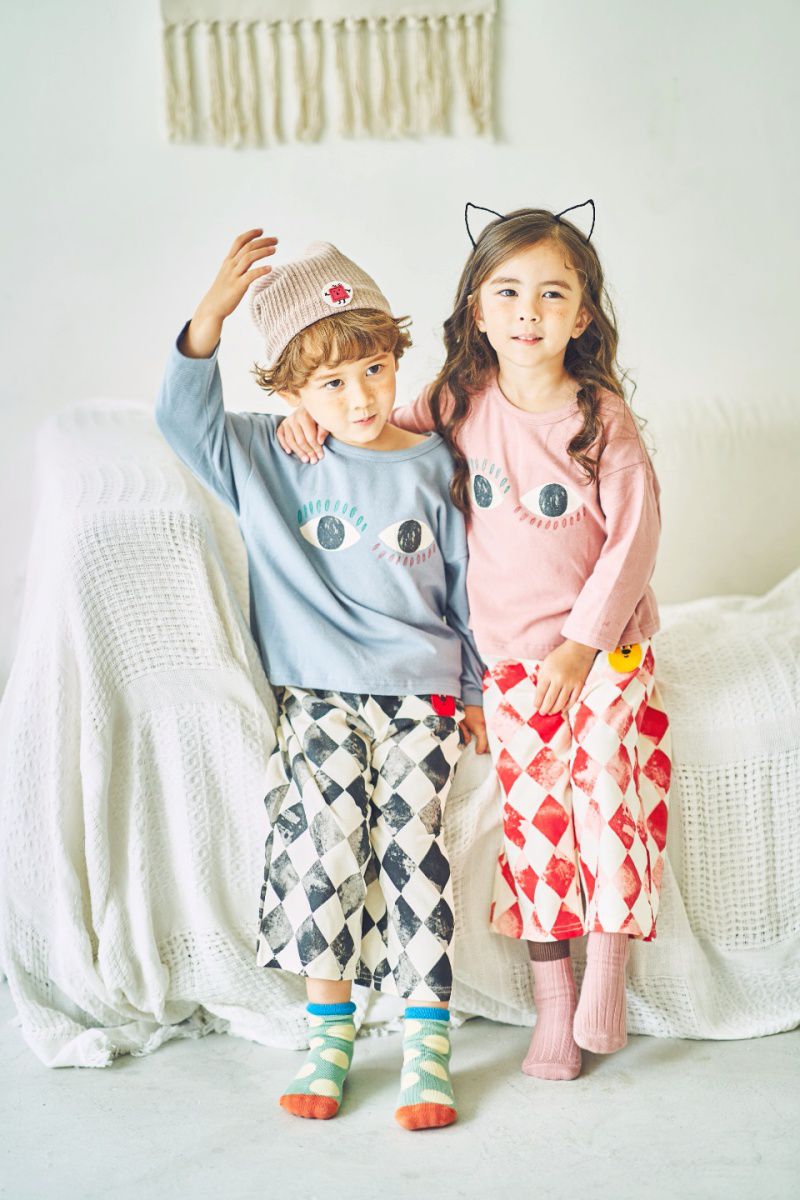 韓國 Mimico - 大大眼睛T-灰藍