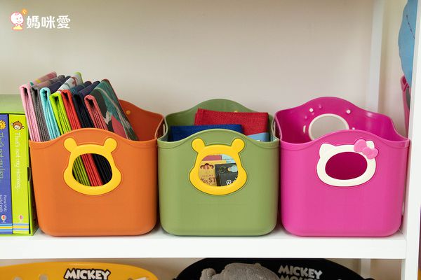 日本錦化成 - 日本製置物籃三入組-小熊維尼-墨綠.米白.橘 (17.5*10*13cm)-500ML