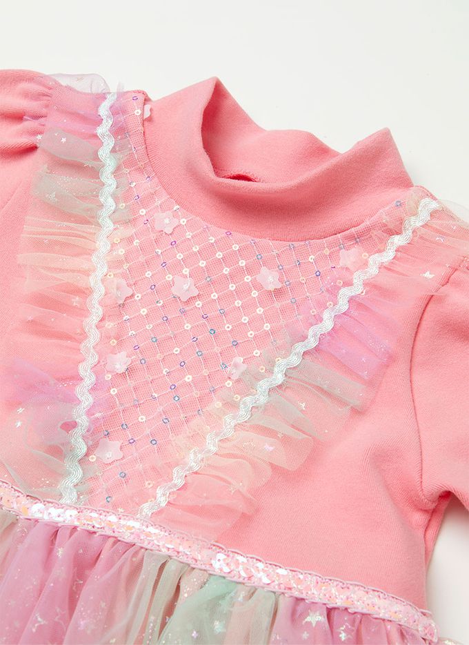 韓國 OZKIZ - (附配飾)獨角獸網紗蛋糕層次洋裝-粉