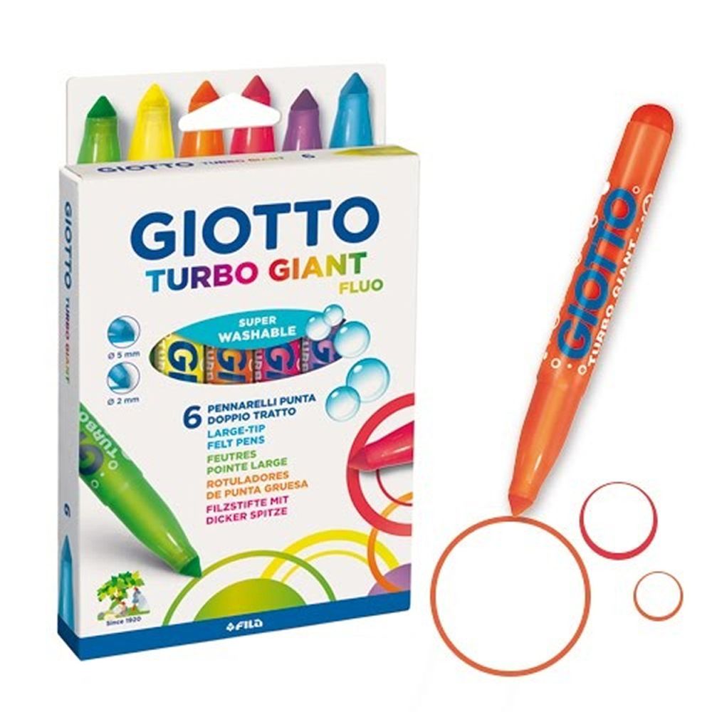 義大利GIOTTO - GIOTTO 超好洗粗細雙效彩色筆(螢光6色)