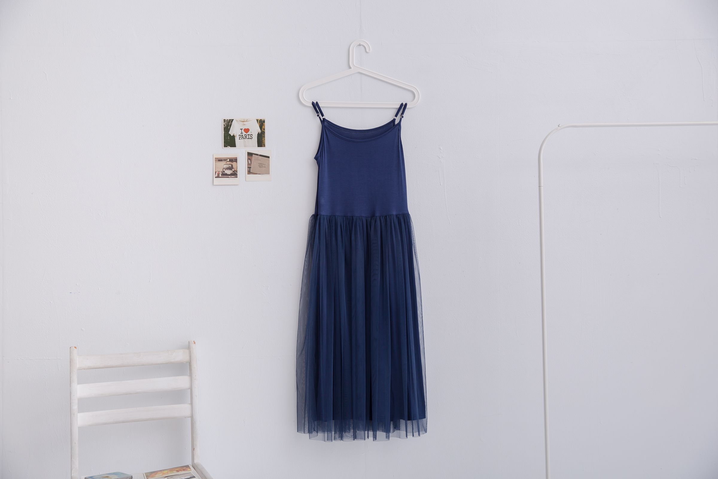 Peachy - 獨家訂製綿柔連身紗裙-細肩帶連身款-午夜藍 (F)