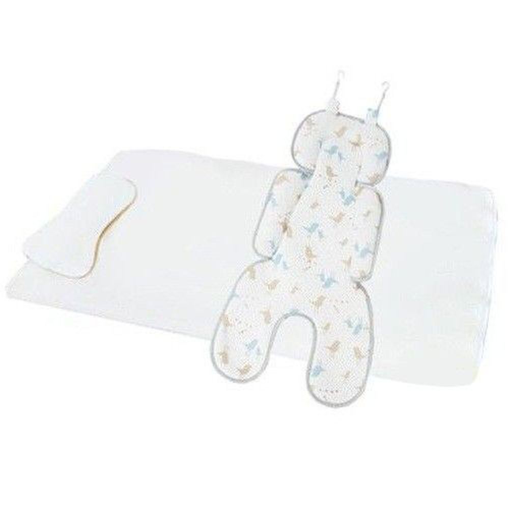 舒福家居 iSuFu - 3D頂級嬰幼童床枕+推車透氣墊優惠組-粉嫩黃+藍色