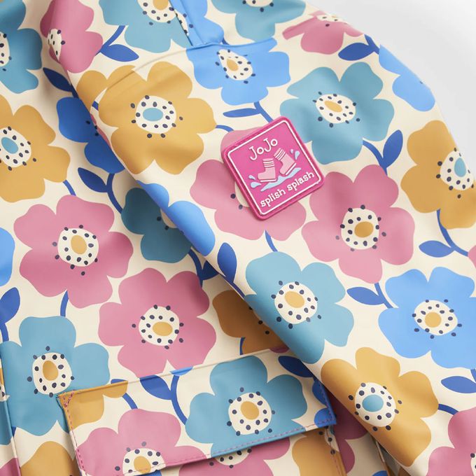 英國 JoJo Maman BeBe - 三合一多功能防水保暖連帽外套-粉彩花卉