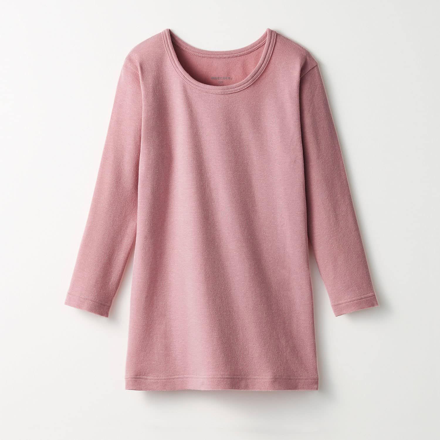 日本千趣會 - 95%棉 兒童圓領九分袖發熱衣-粉紅