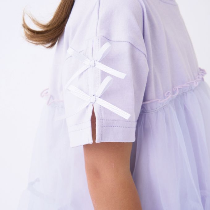 日本 Lycee mine - 接觸冷感 緞帶短袖蛋糕洋裝-白x粉紅