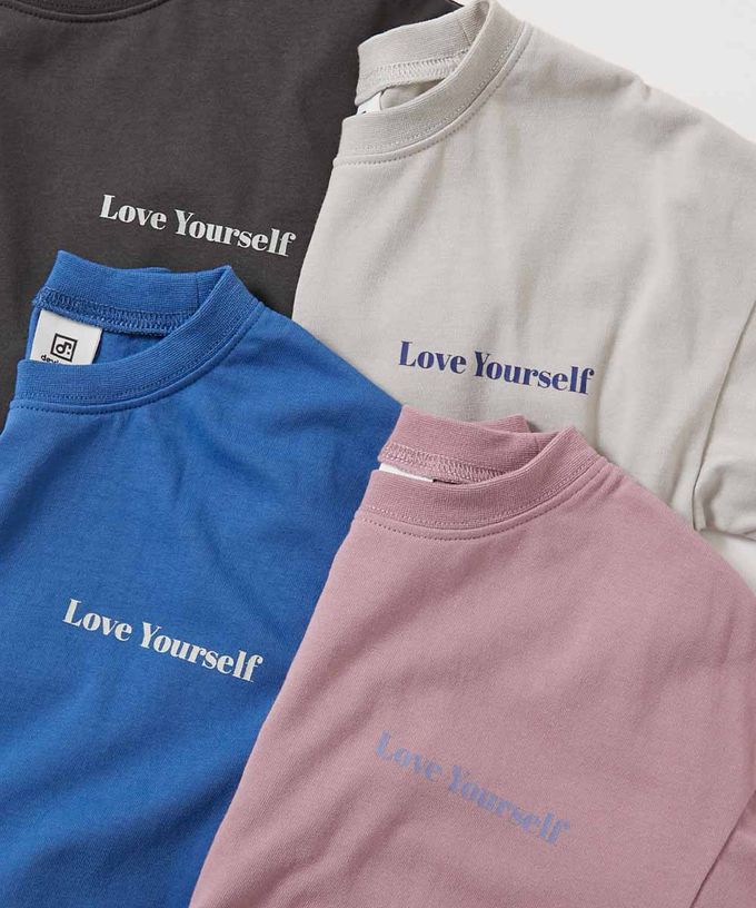 日本 devirock - 天竺棉舒適分層短袖洋裝-背後標語-藕粉