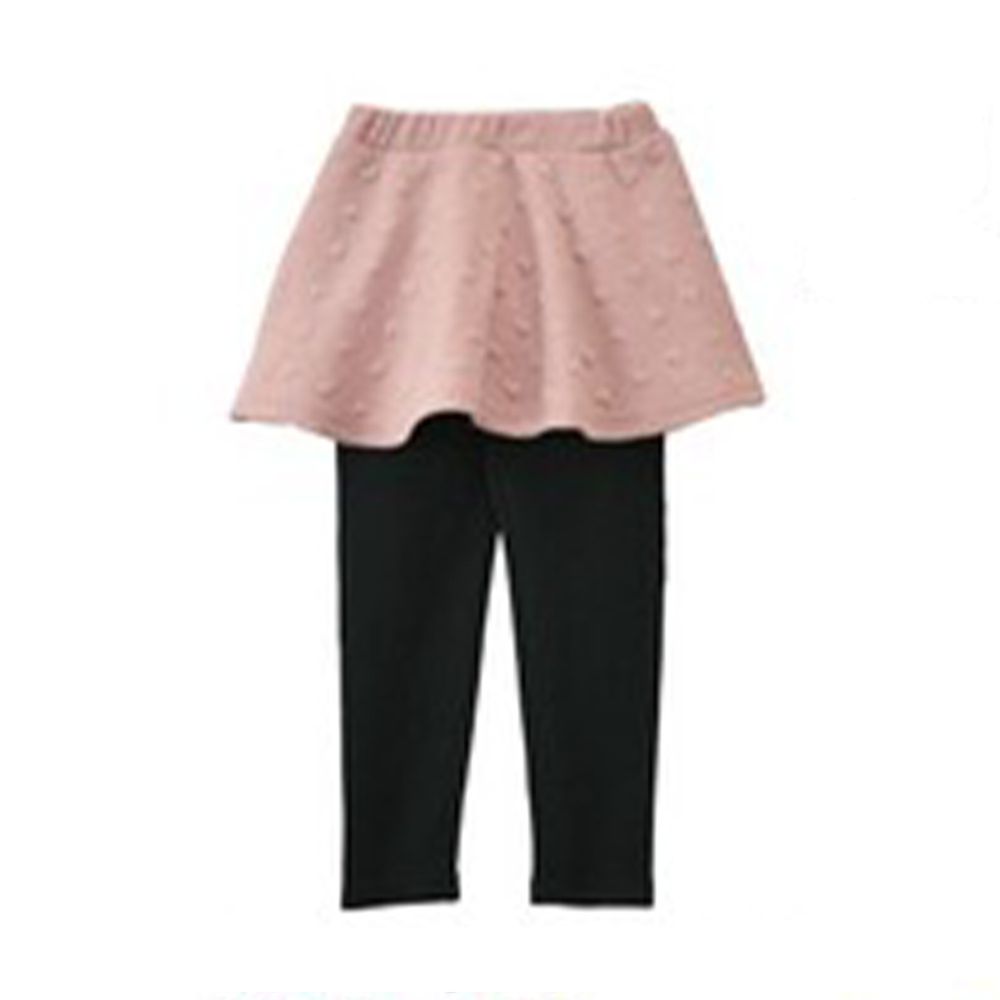 日本 TORIDORY - 極暖彈性裏起毛內搭褲裙-立體愛心-粉紅