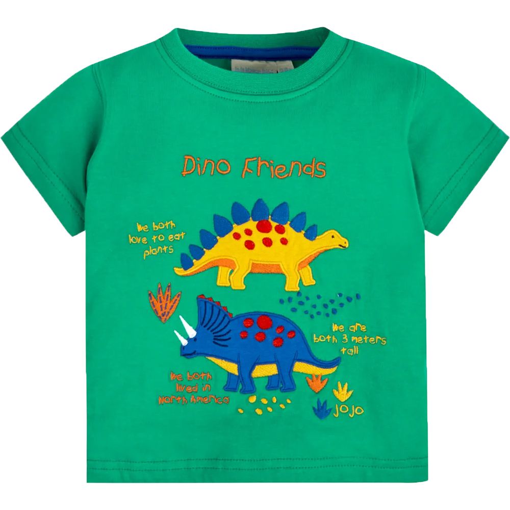 英國 JoJo Maman BeBe - 超優質嬰幼兒童100％純棉短袖上衣/ T-shirt/ 動物T-草食恐龍