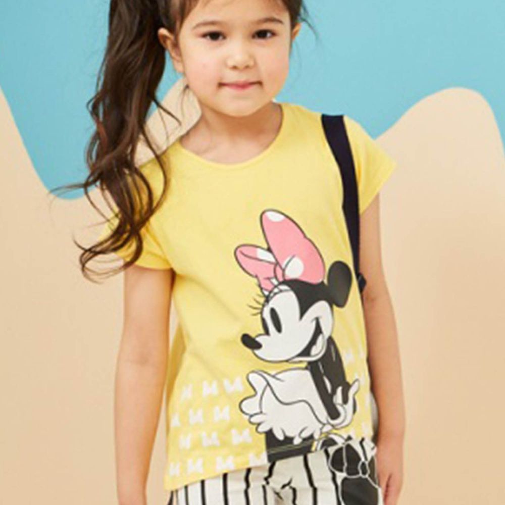 麗嬰房 Disney - 米妮系列蝴蝶結女孩圓領上衣-黃色