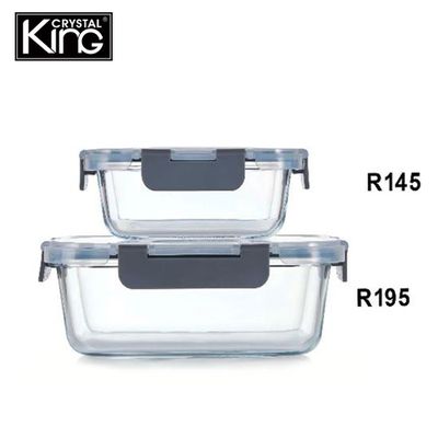 King Crystal - 耐熱玻璃保鮮盒-長方形(1040ml*1+400ml*1)-R195 + R145
