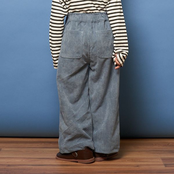 日本 Lycee mine - 小蝴蝶結燈芯絨寬版長褲-摩卡