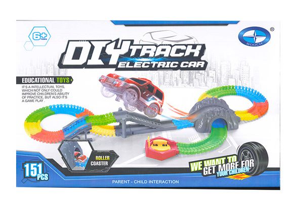 BQOCH - 【兒童益智玩具】電動夜光軌道車 交叉道路過山洞款 (151pcs)