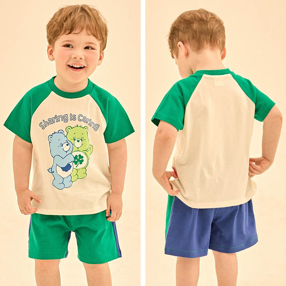 聯名款熊熊好朋友純棉短袖套裝-綠