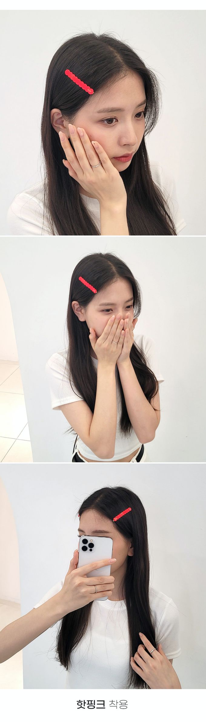 韓國 Soo&Soo - 正韓製CREATION FRANCE髮飾髮夾-桃紅