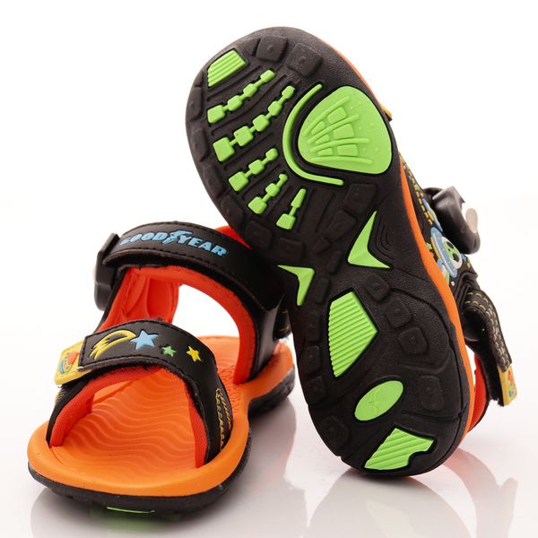 GOODYEAR - 運動童鞋-磁扣夏日運動涼鞋(中童)-黑橘