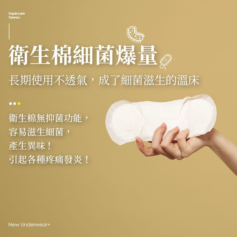 超勁氧 Supercare - 夜用熟睡款 高腰 抑菌生理褲-膚色