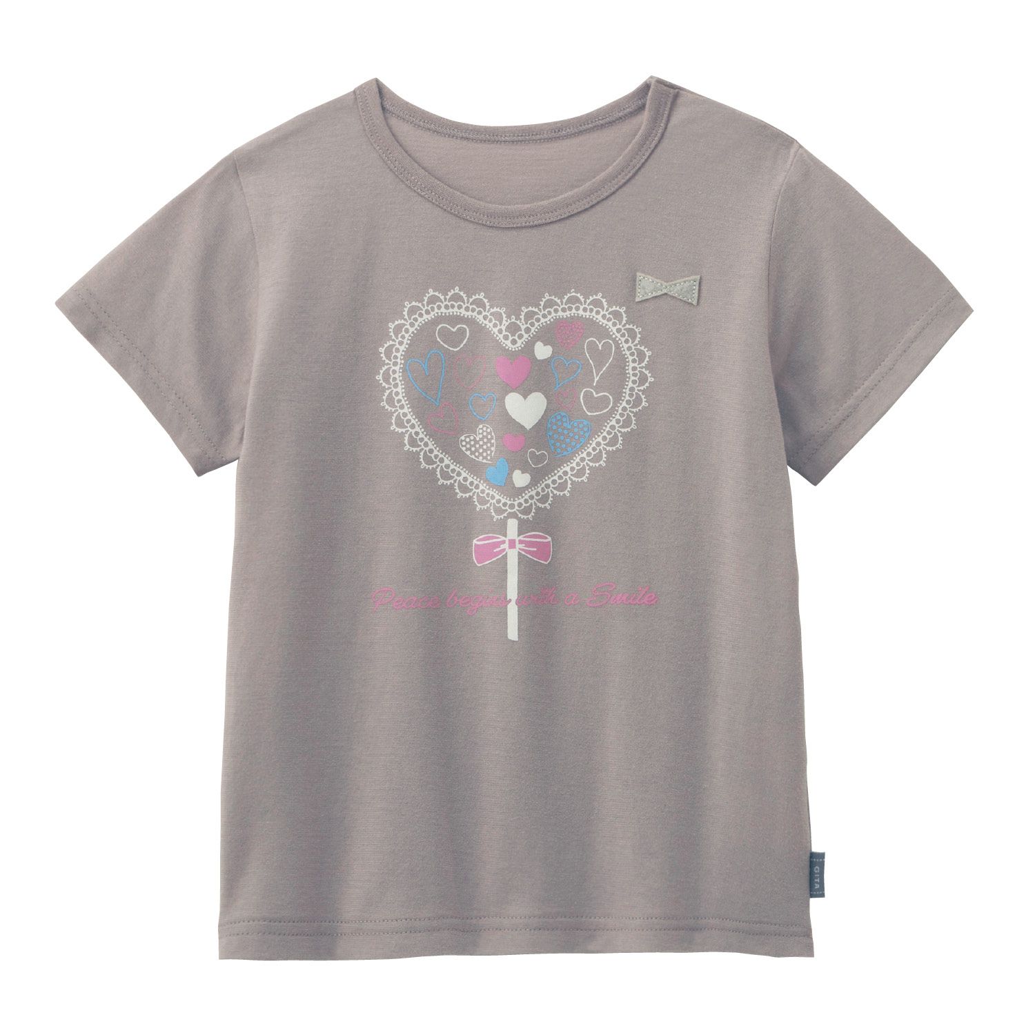 日本千趣會 - GITA 天竺棉印花短T-西瓜領愛心雨-燕麥