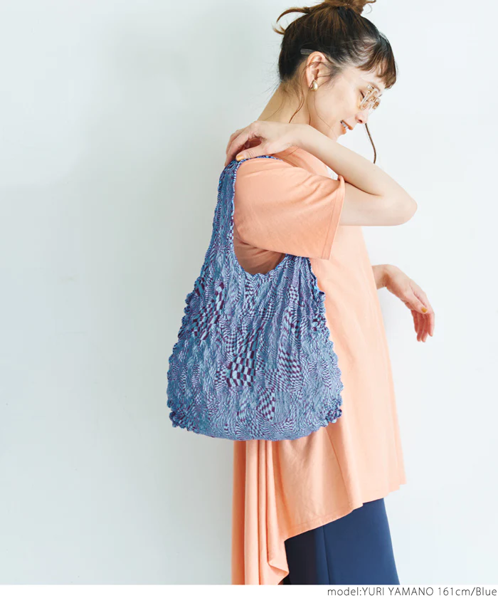 日本 COCA - 泡泡皺褶伸縮容量環保袋-手提/肩背款-暗夜海洋