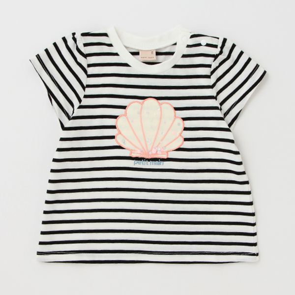 日本 petit main - [接觸冷感]可愛印花短袖上衣-草莓-白