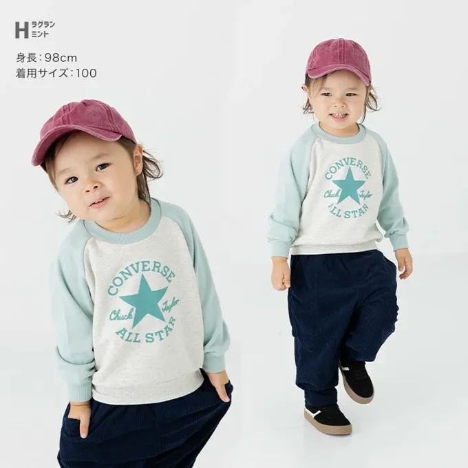 日本 Chil2 - CONVERSE聯名 縮口印花長袖上衣-鞋子-奶油杏