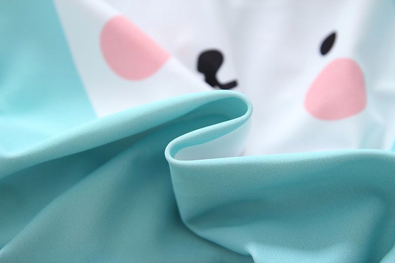 女寶長袖連身泳裝(附帽子)-兔子-淺藍色