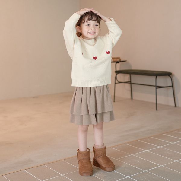 日本 Lycee mine - 蛋糕層次摺邊針織短裙-深卡其