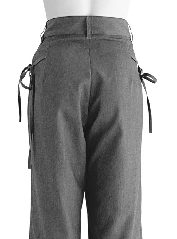 日本 GRL - 側蝴蝶結綁帶西裝褲-黑