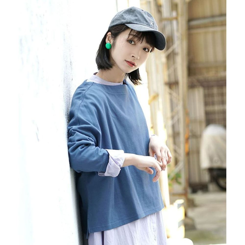日本 zootie - [撥水/撥油加工] 抗油污耐洗純棉長袖上衣-藍